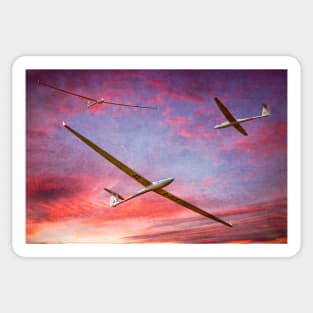 Three Gliders Over The Devil's Dyke At Sunset Sticker